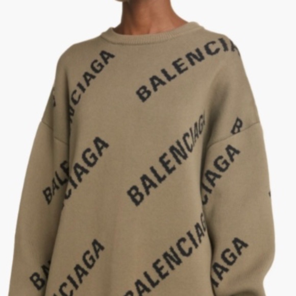 Balenciaga Logo Intarsia Oversize Women’s Crewneck Sweater - Picture 2 of 11